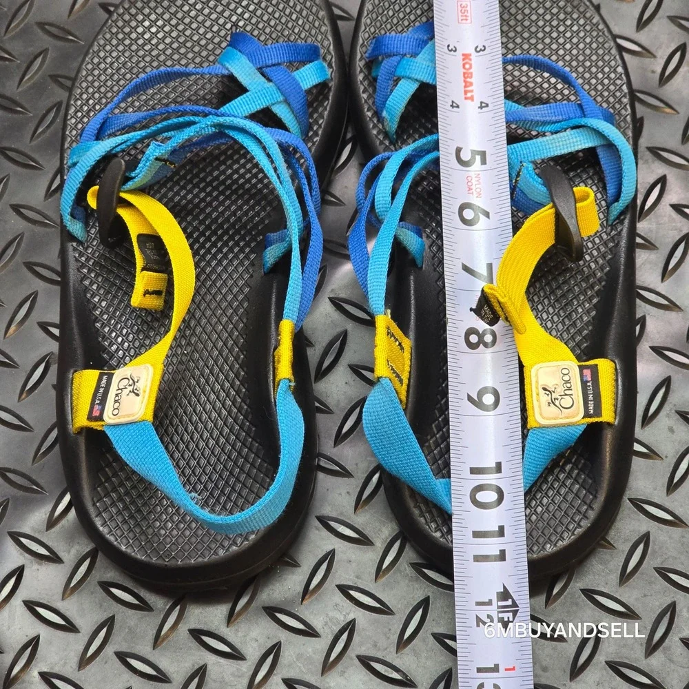 Chaco Z2 Colorado Sandals Mens 10 Blue Yellow Vibram Made in USA Hiking Strappy